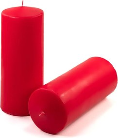 Set de lumânări tip pilon, 25 cm, Ø 10 cm, roșu, 4 buc