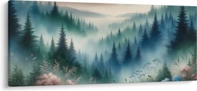 Tablou - Peisaj forestier cu ceață (120x50 cm)