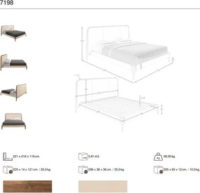 Pat dublu tapitat design LUX Cream 180x200cm