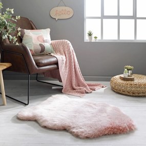 Covor Sheepskin, dreptunghiular, 60x90, uni, roz prafuit, acril, poliester