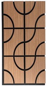 Panou riflaj acustic decorativ, MDF si pasla, AC32, 90x45x1.8cm, Stejar inchis