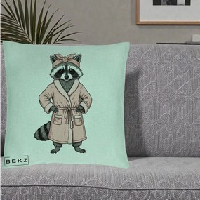 Perna Decorativa Albinuta Kawaii Vesela, 40x40 cm, Verde Menta, Husa Detasabila, Perna Inclusa, BEKZ®