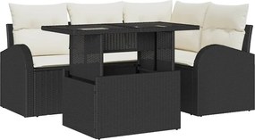 vidaXL Set de canapele pentru grădină cu pernă 5 pcs Negru Rattan poli