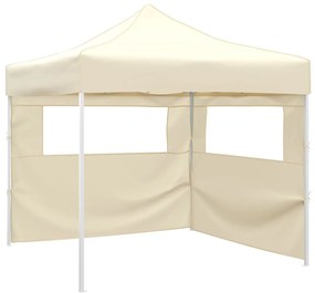 vidaXL Cort pliabil cu 2 pereți, crem, 291x291x315 cm