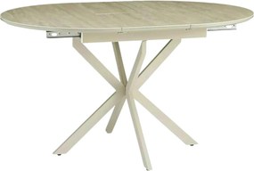 Masă extensibilă GASTON, bej/cașmir, ceramică/metal/MDF, 100–135x100x7