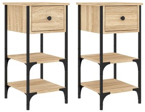 vidaXL Noptiere, 2 buc., stejar sonoma, 34x36x70 cm, lemn compozit