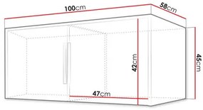 Suprastructură dulap Lenona Lux D2 (Stejar wotan + Negru) . 1104480