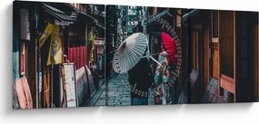 Tablou - Plimbare prin Tokio (cu ceas) (90x30 cm)