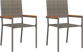 vidaXL Scaune de grădină stivuibile 2 pcs Gri și Brown