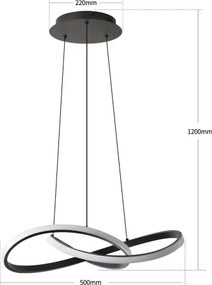 Brilagi - Lustra LED reglabilă suspendată pe cablu INFINITY LED/55W/230V 50x50 cm neagră + telecomandă