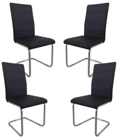 Set 4 scaune dining Gliss, piele ecologica, negru