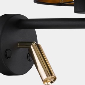 Lampă LED de perete HILTON 1xE27/15W/230V + LED/3W/230V alamă/negru