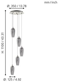 Eglo 96345 - Lustră LED suspendată pe cablu FARSALA 5xG9/2,5W/230V