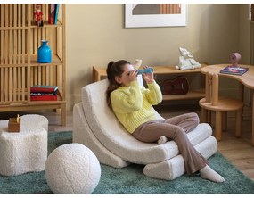 Puf de copii crem cu tapițerie din țesătură bouclé Cloud – Wigiwama