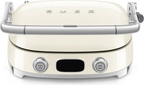 Grătar multifuncțional SMEG 50's Style MGF01CREU, 2100 W, 60-230 °C, 3 programe, acoperire ceramică, tavă de scurgere, semnal sonor, cronometru, culoare crem