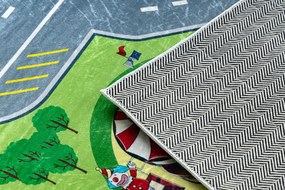 BAMBINO 9028 covor lavabil Oraș, străzi pentru copii anti-alunecare - verde / gri