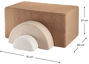 Teren de joacă din spumă maro 3 buc. din catifea reiată înălțime 37 cm 75x49 cm Rainbow Montessori – Wigiwama