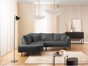 Colțar gri închis cu tapițerie din chenille (cu colț pe partea stângă/în formă de ”L”) Mauris – Ropez