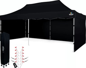 Cortină de petrecere 3x6m cu structură tip foarfecă (3 pereți) - Construcție din oțel și pânză 330g/m² - cu 3 pereți - Negru