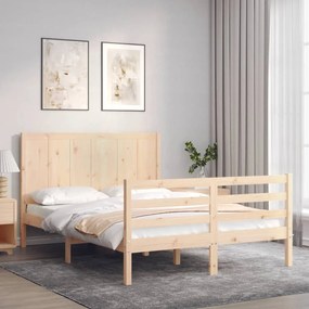 3194486 vidaXL Cadru de pat cu tăblie, 140x190 cm, lemn masiv