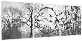 Tablou - Câmpuri în timpul iernii (cu ceas) (90x30 cm)