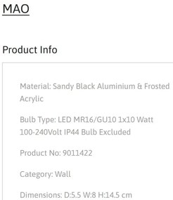 Aplica de perete baie, protectie IP44, MAO, NVL-9011422