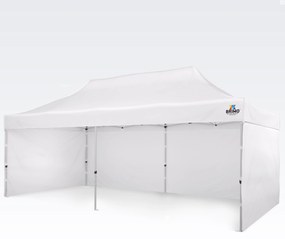 Cortină de petrecere 3x6m cu structură tip foarfecă (3 pereți) - Construcție din oțel și pânză 330g/m² - cu 3 pereți - Alb
