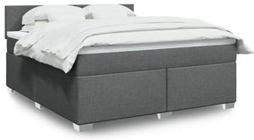 vidaXL Pat box spring cu saltea, gri închis, 180x200 cm, textil