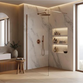 Paravan de dus Rea Flexi Transparent 130 cm cupru periat