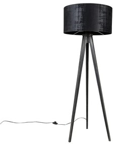 Lampă de podea cu trepied negru cu abajur negru 50 cm - Tripod Classic
