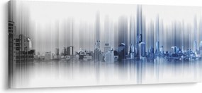 Tablou - Panorama orașului, albastru-gri (120x50 cm)
