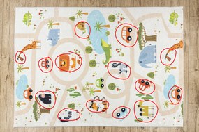 BAMBINO 1165 covor lavabil Grădină zoologică pentru copii anti-alunecare bej - SECUNDAR-COTATI PRODUSUL