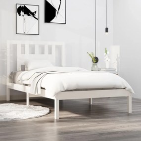 vidaXL Cadru de pat, alb, 90x200 cm, lemn masiv de pin