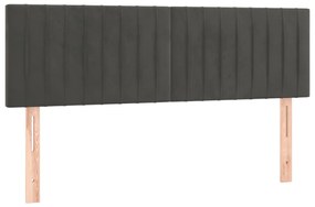 Pat box spring cu saltea, gri inchis, 140x200 cm, catifea Morke gra, 140 x 200 cm, Benzi verticale