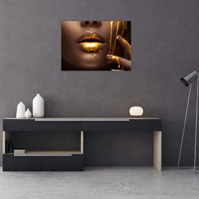 Tablou - Femeie cu buze aurii (70x50 cm)