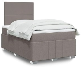 vidaXL Pat box spring cu saltea, gri taupe, 120x200 cm, textil