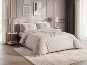 Lenjerie de pat din bumbac Mr & Mrs, bej-gri Dimensiune lenjerie de pat: 60 x 70 cm | 140 x 200 cm