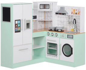 AIYAPLAY Bucătărie pentru joacă, set de bucătărie cu tablă, hotă, efecte realiste de lumină și sunet, ustensile de bucătărie | Aosom Romania