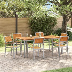 vidaXL Set de dining pentru grădină format din 7 piese din lemn masiv de acacia și metal