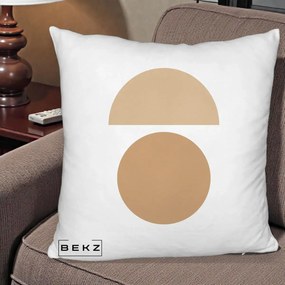 Perna Decorativa Geometric Minimalist Auriu, 40x40 cm, Alb Pufos, Husa Detasabila, Perna Inclusa, BEKZ®