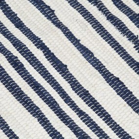 Covor Chindi tesut manual, albastru si alb, 160x230 cm, bumbac Albastru, 160 x 230 cm