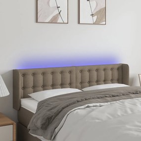 3123672 vidaXL Tăblie de pat cu LED, gri taupe, 147x16x78/88 cm, textil