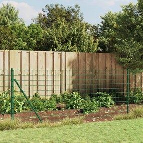 vidaXL Gard plasă de sârmă cu țăruși de fixare, verde, 0,8x25 m