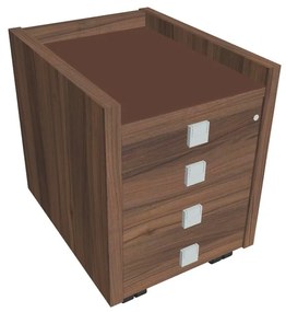 Comodă mobilă Verno 47 x 60 cm cu sticlă, 4 sertare, nuc / maro