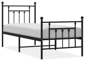353545 vidaXL Cadru pat metalic cu tăblii de cap/picioare, negru, 75x190 cm