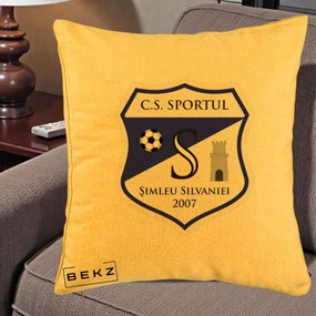 Perna Personalizata CS Sportul Simleu Silvaniei 2007, 40x40 cm, Galben, Husa Detasabila, Perna Inclusa, BEKZ®