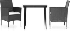 vidaXL Set mobilier de grădină cu perne, 3 piese, negru