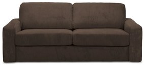 Canapea maro extensibilă cu tapițerie din catifea reiată 195 cm Nona – Makamii