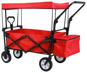 Carucior pliabil cu acoperis, tras-impins, rosu