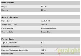 Stalp exterior stil clasic IP43 H235 Puchberg AL 11K/82508 weiß-gold/rauch OR